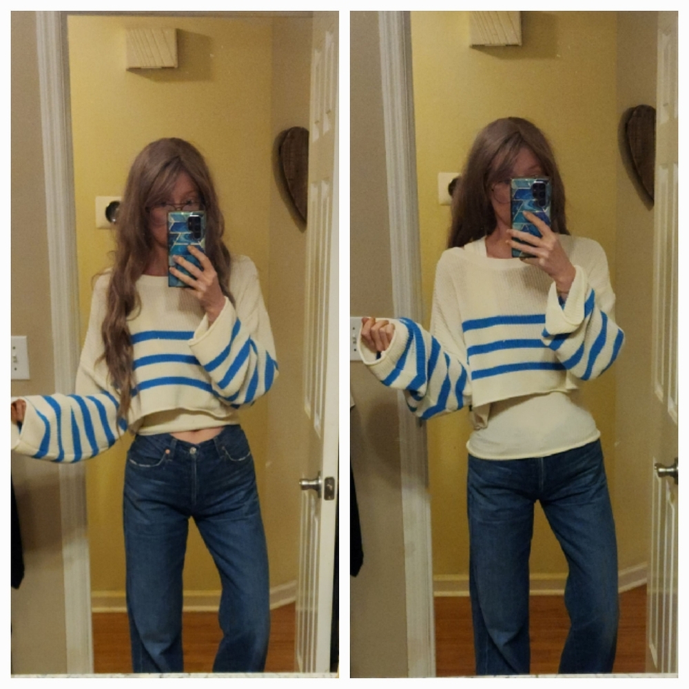 NWT Zara Flowy Cropped Stripe Sweater